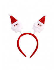 Headband with two hold Santa Claus faces decorated with