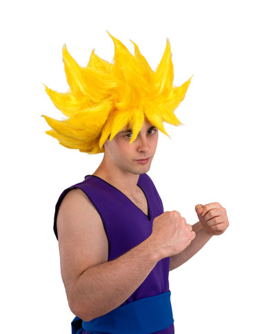 Perruque manga jaune dans une boîte