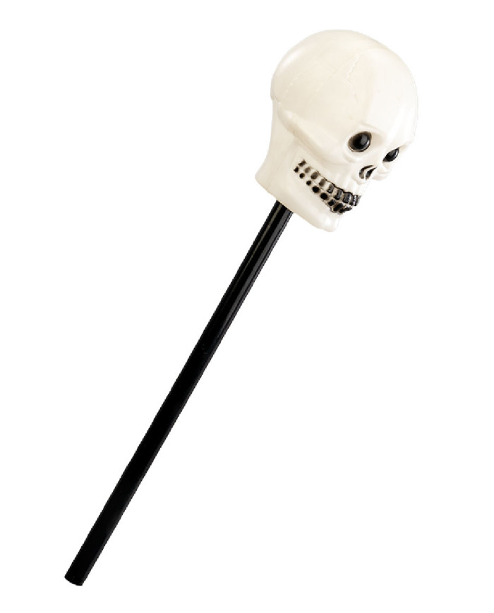 Sceptre avec tête de mort, longueur 55 cm environ avec étiquette