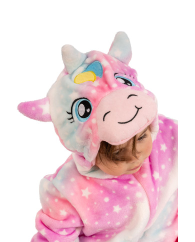 Einhorn-Kinderoverall aus Kunstfell mit Kapuze in Beutel mit Haken