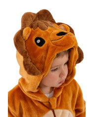 Déguisement combinaison lion enfant  en peluche avec capuche dans un sachet avec crochet Déguisement combinaison lion enfant  en peluche avec capuche dans un sachet avec crochet