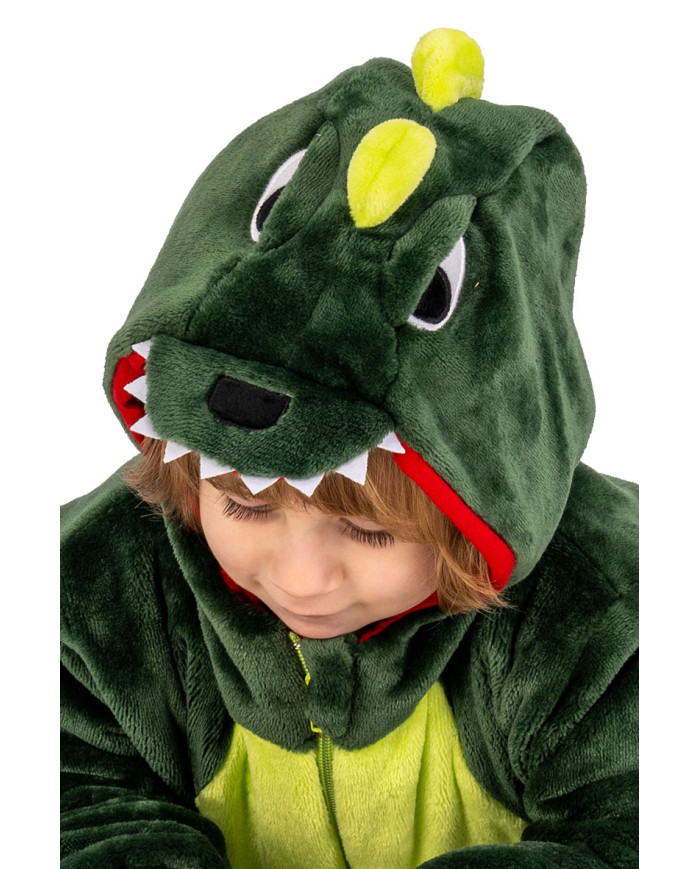 Drachenbaby-Kinderoverall aus Kunstfell mit Kapuze in Beutel mit Haken Drachenbaby-Kinderoverall aus Kunstfell mit Kapuze in Beutel mit Haken