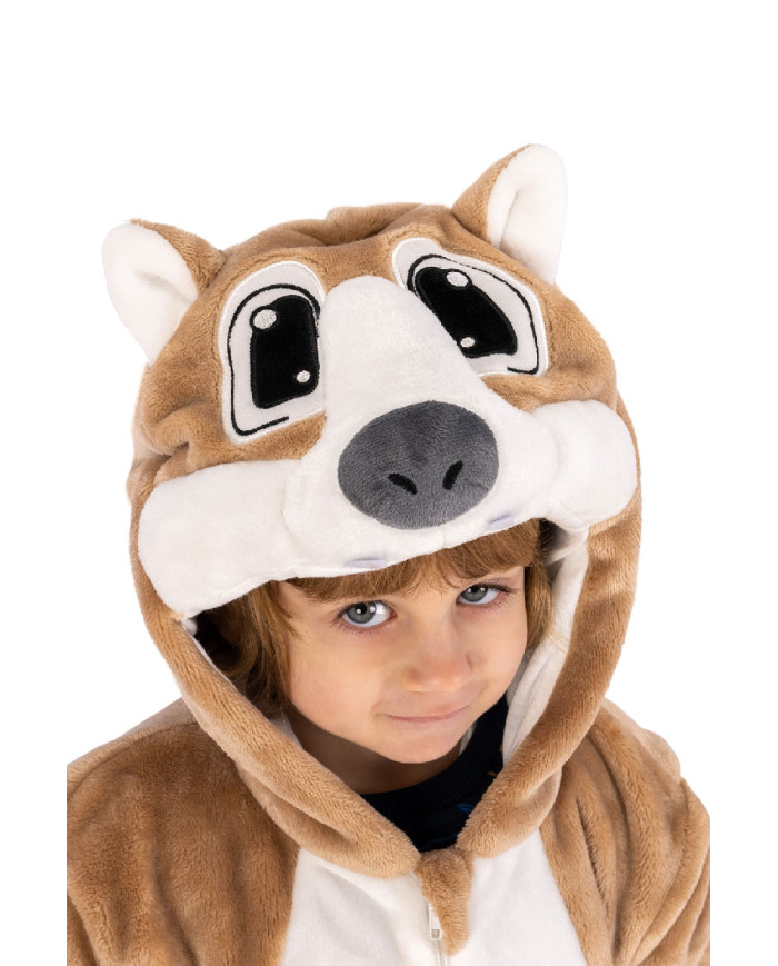 Déguisement combinaison écureuil enfant en peluche avec capuche dans un sachet avec crochet Déguisement combinaison écureuil enfant en peluche avec capuche dans un sachet avec crochet