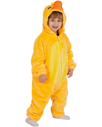 Mono de pato de peluche con capucha en bolsa con percha Mono de pato de peluche con capucha en bolsa con percha