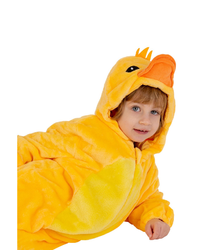Déguisement combinaison canard enfant en peluche avec capuche dans un sachet avec crochet Déguisement combinaison canard enfant en peluche avec capuche dans un sachet avec crochet