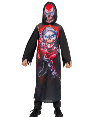 Tunique à capuche à imprimé squelette rouge dans un sachet avec crochet