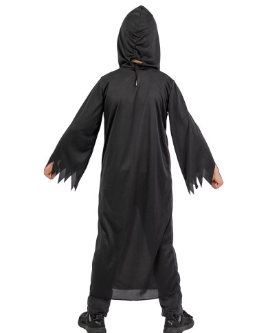 Túnica con capucha y estampado de esqueletos rojos en bolsa con percha