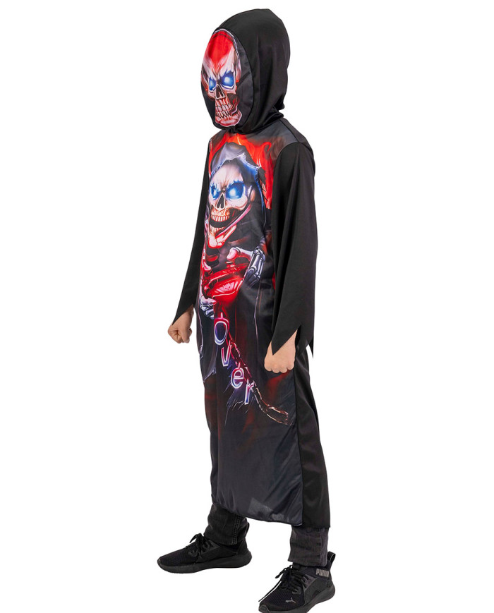 Tunique à capuche à imprimé squelette rouge dans un sachet avec crochet
