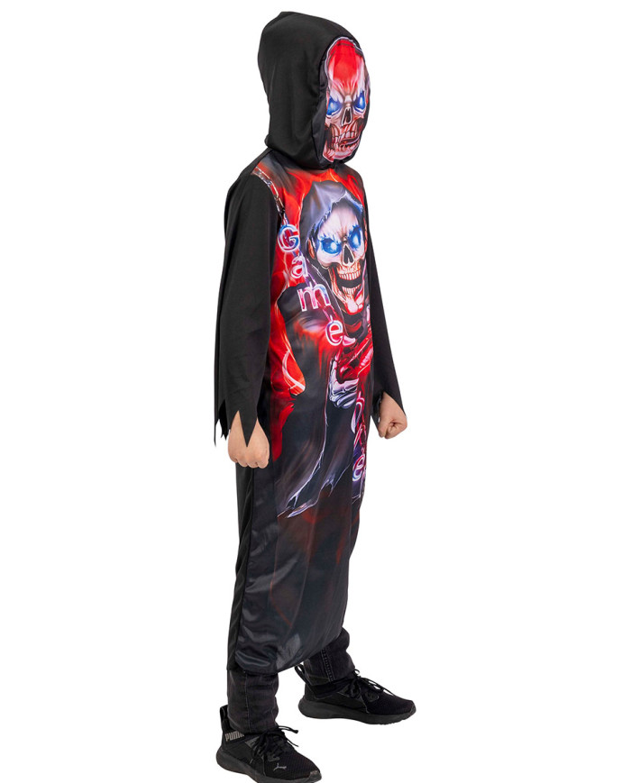 Tunique à capuche à imprimé squelette rouge dans un sachet avec crochet