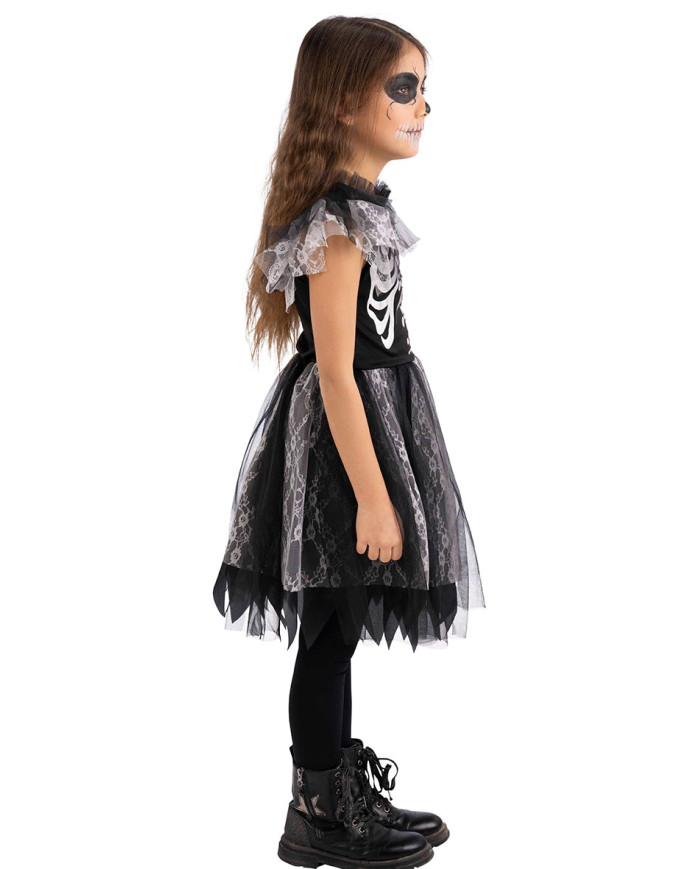 Skeleton girl costume in bag w/hook