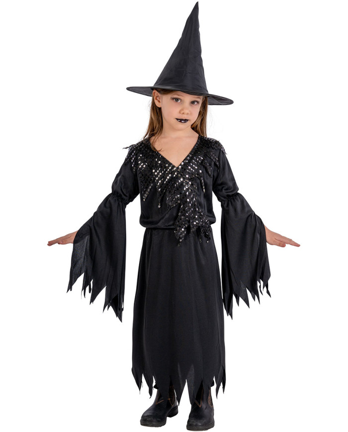 Black witch costume in bag w/hook