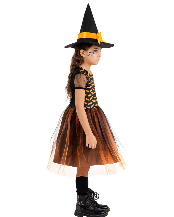 Orange witch costume in bag w/hook
