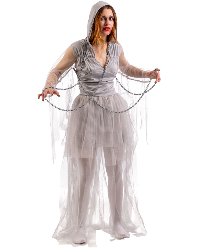Costume zombie girl con catene in busta c/gancio