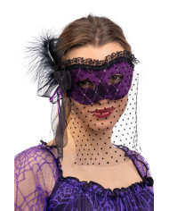 Maske aus Samt mit Bauta und Dekorationen mit Aufhänger