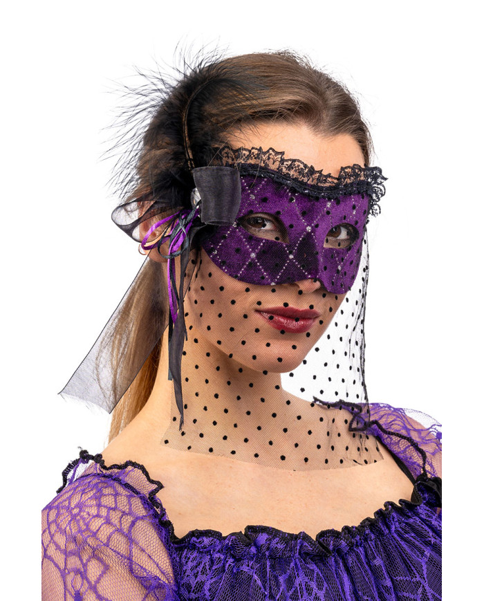 Maske aus Samt mit Bauta und Dekorationen mit Aufhänger