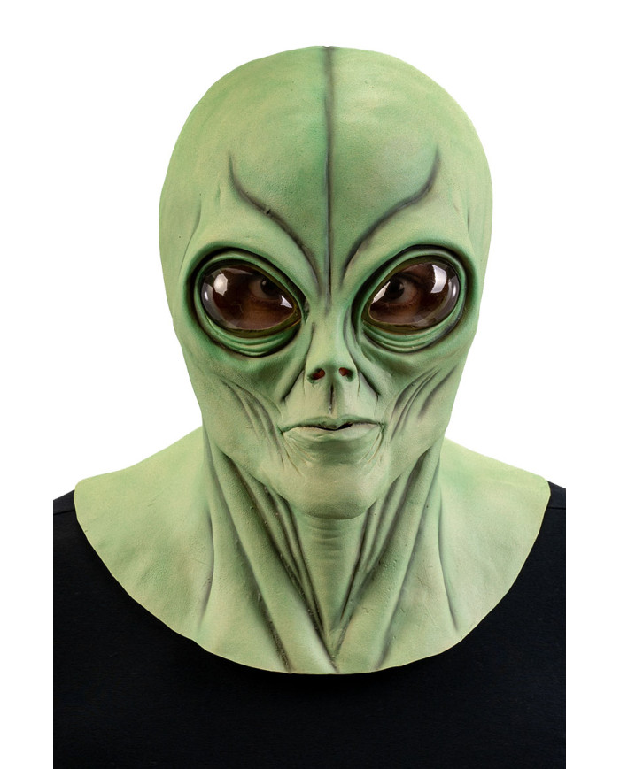 Green alien latex mask w/header