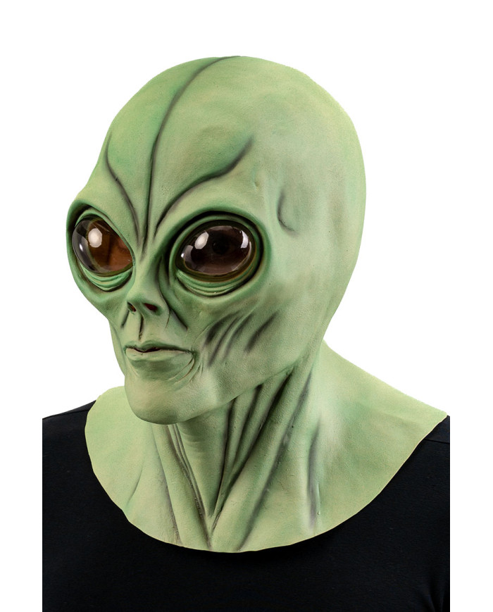 Alien-Maske grün aus Latex mit Aufhänger