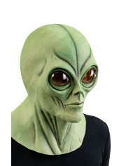 Green alien latex mask w/header