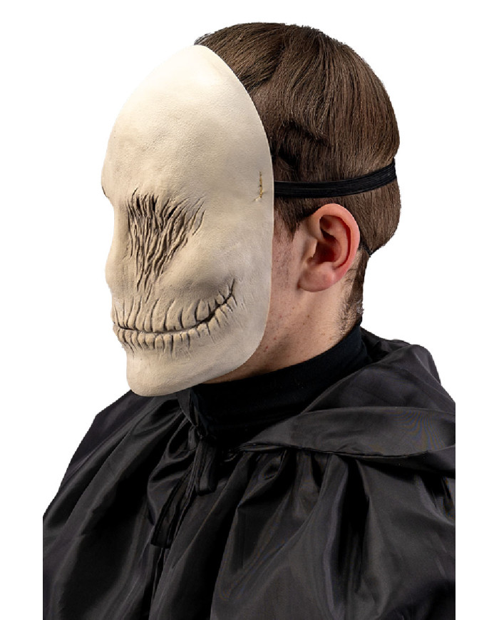 Masque sans visage en latex avec étiquette cartonnée pliée