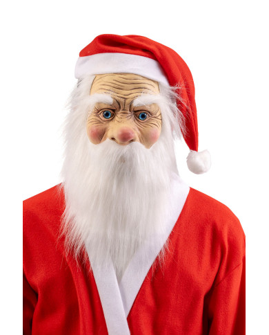 Maschera babbo natale in lattice con barba con cavallotto Maschera babbo natale in lattice con barba con cavallotto