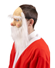 Weihnachtsmann-Maske aus Latex mit Bart mit Aufhänger