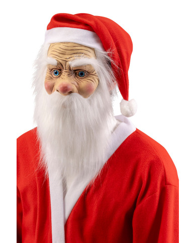 Maschera babbo natale in lattice con barba con cavallotto Maschera babbo natale in lattice con barba con cavallotto