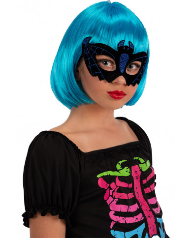 Maschera da pipistrello mezzo viso in plastica e vellutino con