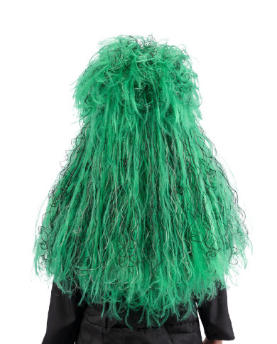 Peluca de bruja verde en maletín Peluca de bruja verde en maletín