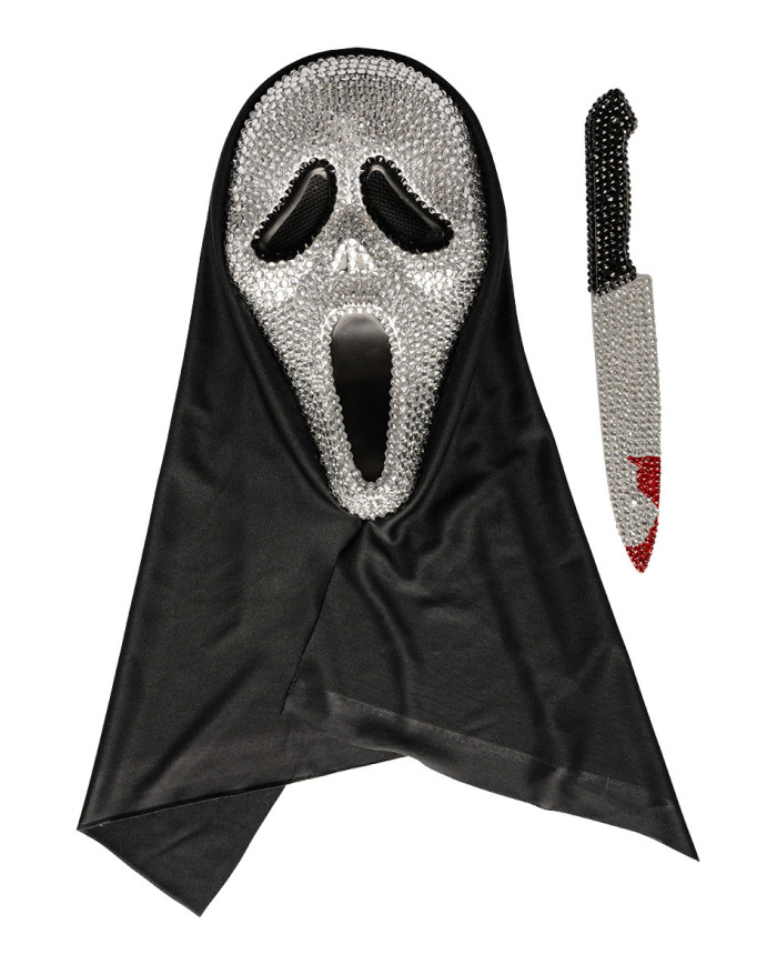 Set kostbare Gespenstermaske und Messer mit Strass, mit Aufhänger