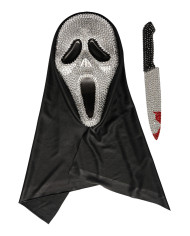 Set kostbare Gespenstermaske und Messer mit Strass, mit Aufhänger