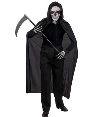 Skeleton set (coat, mask, gloves, sickle) in bag w/hook