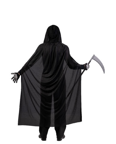 Ensemble déguisement squelette (cape, masque, gants, faux) dans un sachet avec crochet
