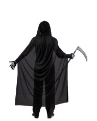 Skeleton set (coat, mask, gloves, sickle) in bag w/hook