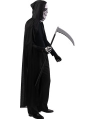 Skeleton set (coat, mask, gloves, sickle) in bag w/hook