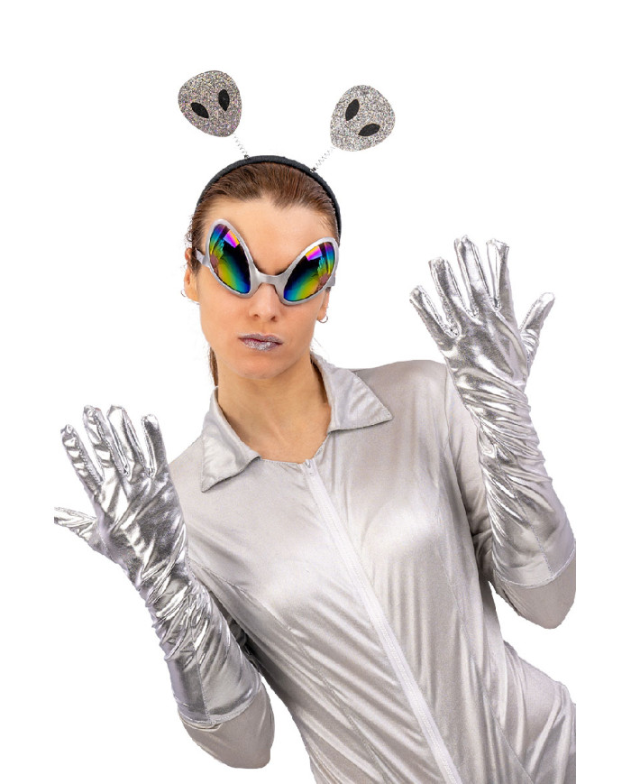 Ensemble déguisement extraterrestre (serre-tête, gants, lunettes) sur papier cartonné Ensemble déguisement extraterrestre (serre-tête, gants, lunettes) sur papier cartonné