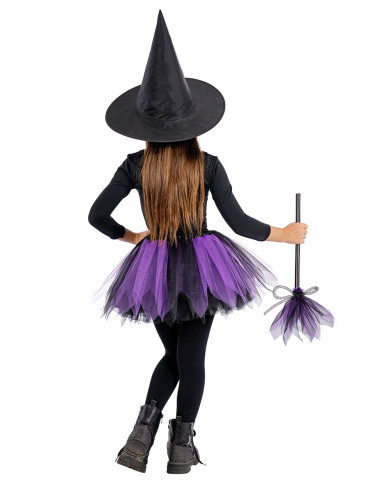 Ensemble déguisement petite sorcière pour fille (jupe, chapeau, balai l. env. 33 cm) dans un sachet avec étiquette f...