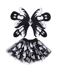 Ensemble déguisement fantôme pour fille (jupe, ailes h. env. 41x55 cm) dans un sachet avec étiquette ferme-sachet
