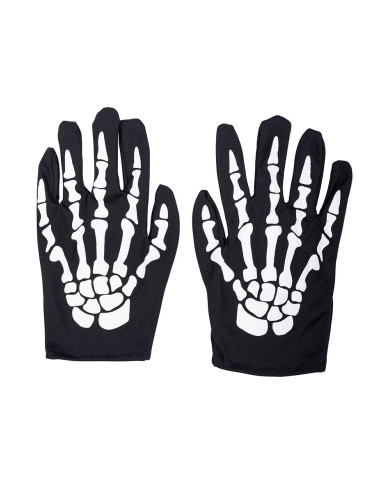 Ensemble déguisement squelette pour garçon (cape, masque, gants, faux) dans un sachet avec crochet