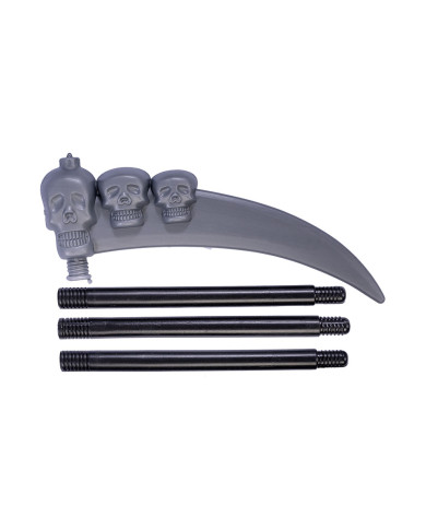 Ensemble déguisement squelette pour garçon (cape, masque, gants, faux) dans un sachet avec crochet