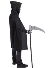 Skelett-Set für Kinder (Umhang, Maske, Handschuhe, Sense) in Beutel mit Haken