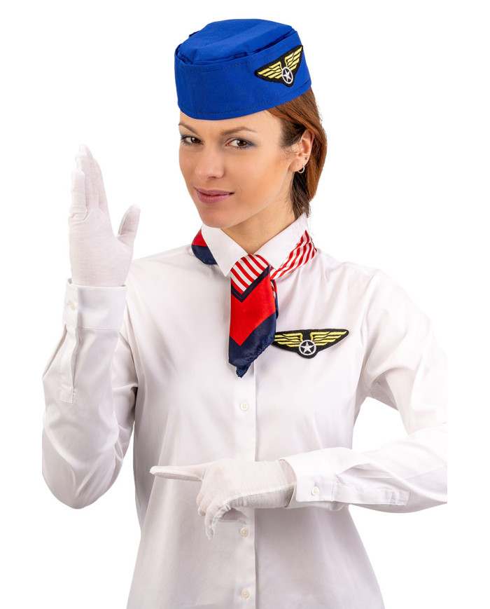 Set hostess (cappello, sciarpa, guanti, distintivo) su cartoncino