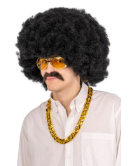 Disco Dance-Set (Perücke, Brille, Schnurrbart, Halskette) in Koffer