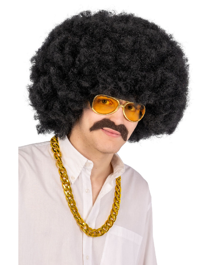 Kit de disco dance (peluca, gafas, bigote, collar) en maletín