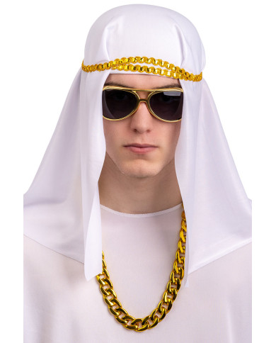 Kit de jeque (gafas, sombrero, collar) sobre cartoncillo