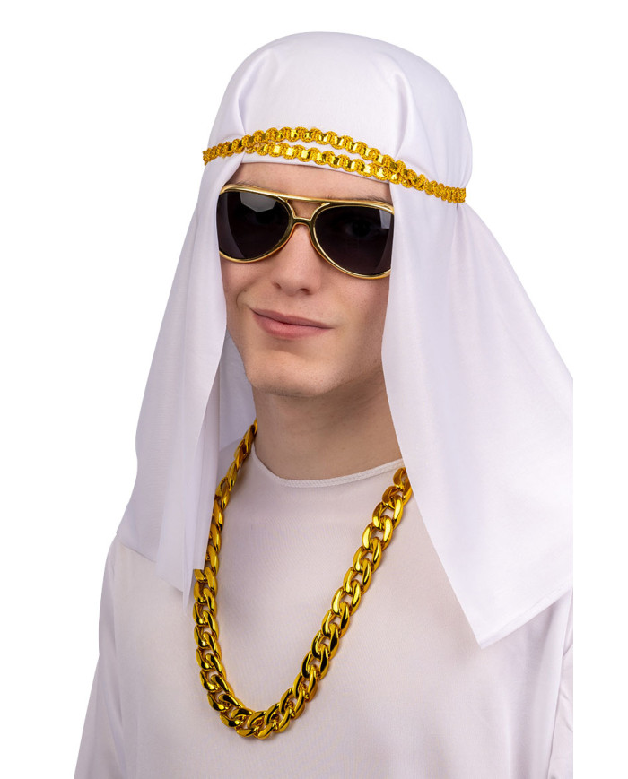 Scheich-Set (Brille, Kopfbedeckung, Kette) auf Pappkarton Scheich-Set (Brille, Kopfbedeckung, Kette) auf Pappkarton