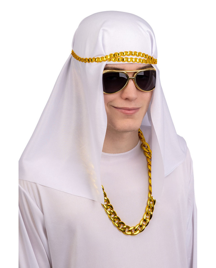 Ensemble déguisement cheik (lunettes, chapeau, collier) sur papier cartonné