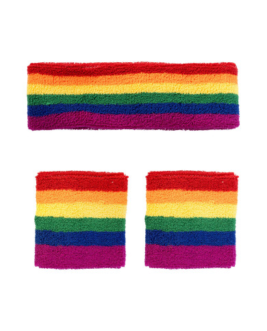 Fitness rainbow set ( band and wristbands) in fabric in pbh Fitness rainbow set ( band and wristbands) in fabric in pbh