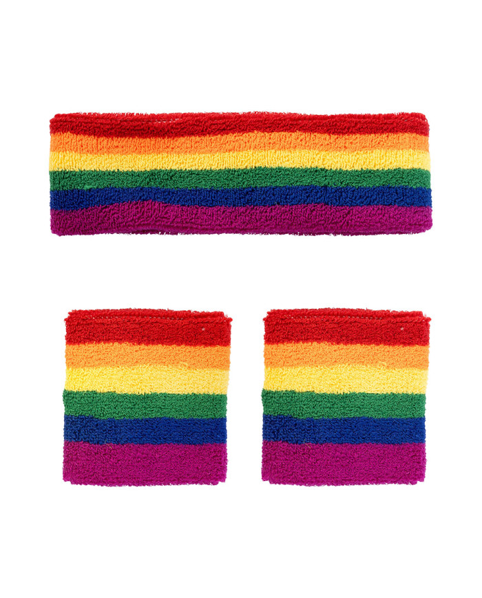 Fitness rainbow set ( band and wristbands) in fabric in pbh