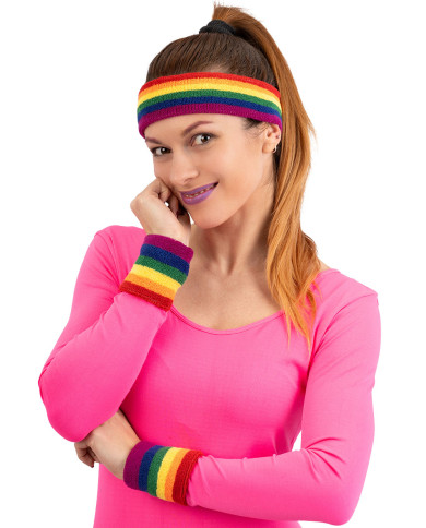Fitness rainbow set ( band and wristbands) in fabric in pbh Fitness rainbow set ( band and wristbands) in fabric in pbh