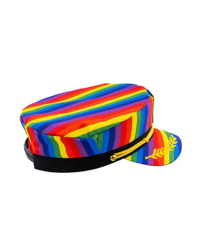 Gorra de capitán arco iris de tela con etiqueta colgante/etiqueta adhesiva
